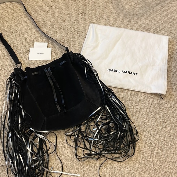 New with cards and dust bag - Isabel Marant Oskar suede fringe hobo blac… - Picture 3 of 6